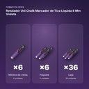 ROTULADOR UNI CHALK MARCADOR DE TIZA LÍQUIDA 8 MM VIOLETA - formato de venta: paquete de 6, caja de 36