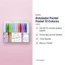 ROTULADOR PENTEL PASTEL 12 COLORES - características principales