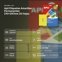 APLI ETIQUETAS AMARILLAS PERMANENTES 210X297MM 20 HOJAS - resumen de atributos