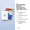 APLI ETIQUETAS BLANCAS PERMANENTES 105X48MM 100 HOJAS - características principales