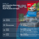 APLI ETIQUETAS BLANCAS REMOVIBLES 35,6X16,9MM 25 HOJAS - resumen de atributos