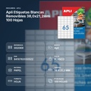 APLI ETIQUETAS BLANCAS REMOVIBLES 38,0X21,2MM 100 HOJAS  - resumen de atributos