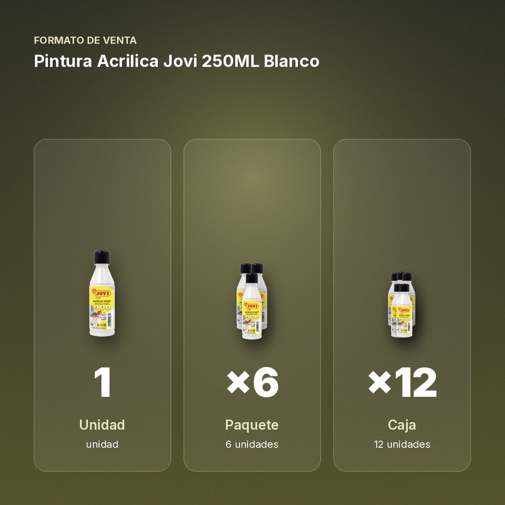PINTURA ACRILICA JOVI 250ML BLANCO - formato de venta: paquete de 6, caja de 12