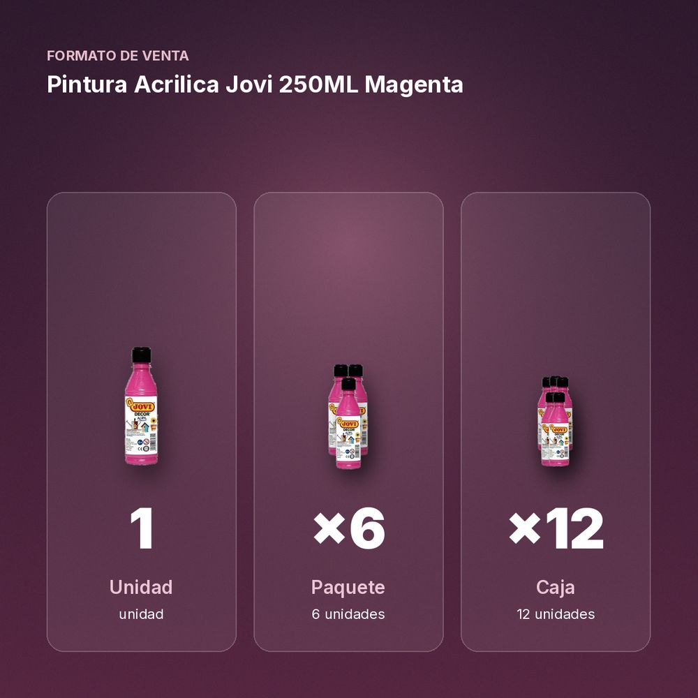 PINTURA ACRILICA JOVI 250ML MAGENTA - formato de venta: paquete de 6, caja de 12
