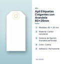 APLI ETIQUETAS COLGANTES CON ARANDELA 60X26MM - características principales
