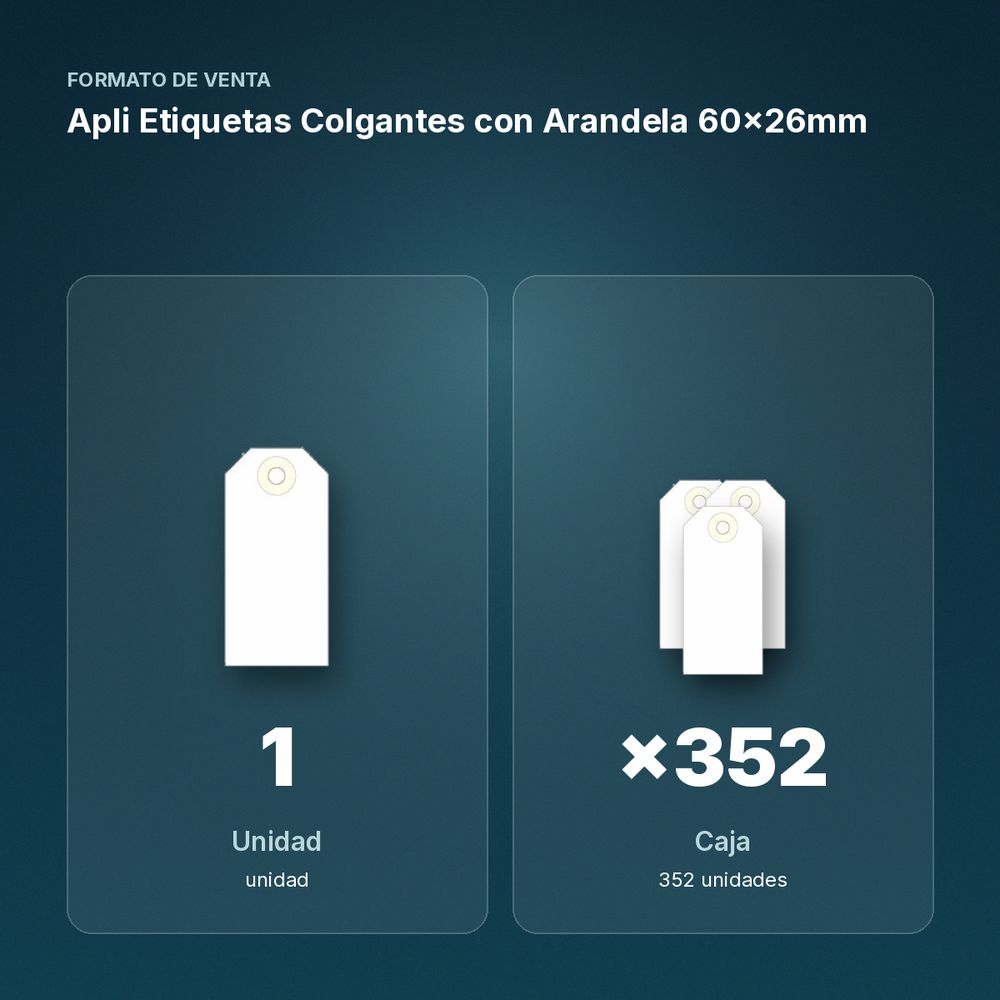 APLI ETIQUETAS COLGANTES CON ARANDELA 60X26MM - formato de venta: caja de 352
