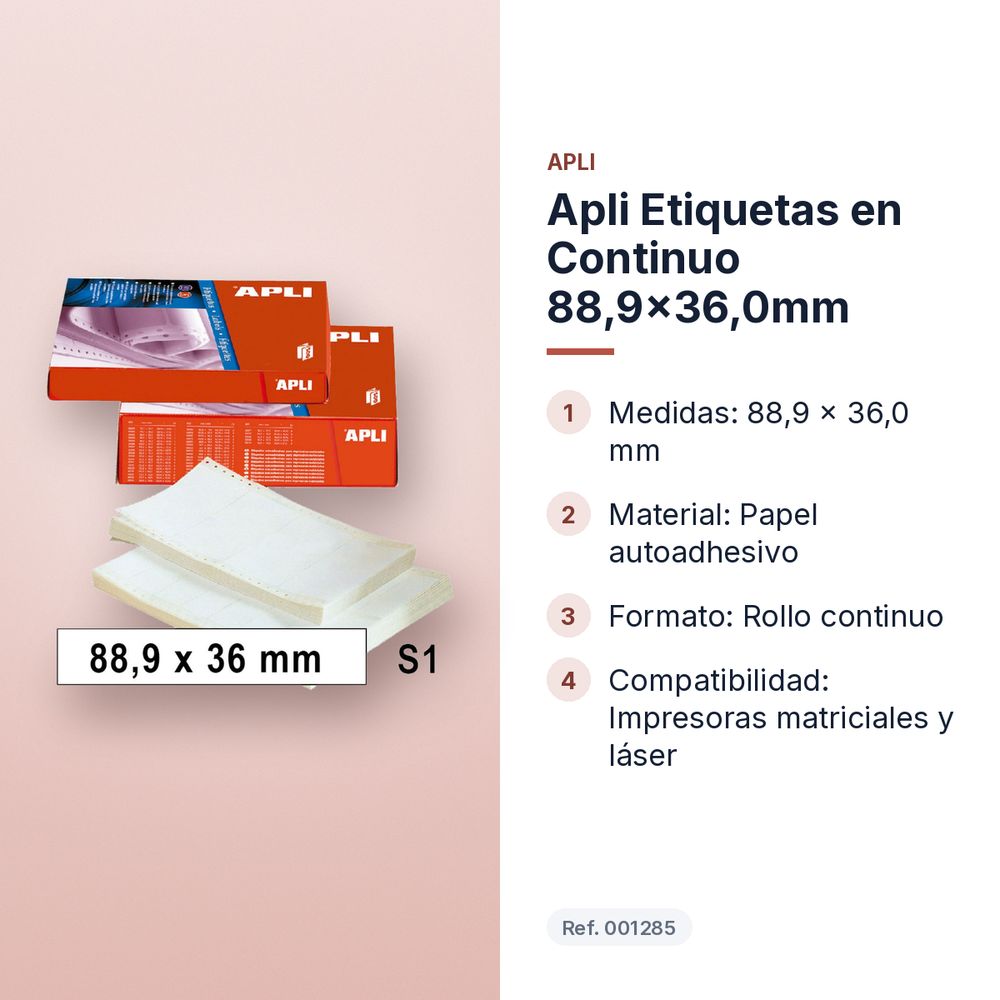 APLI ETIQUETAS EN CONTINUO 88,9X36,0MM - características principales