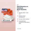 APLI ETIQUETAS EN CONTINUO 88,9X36,0MM - características principales