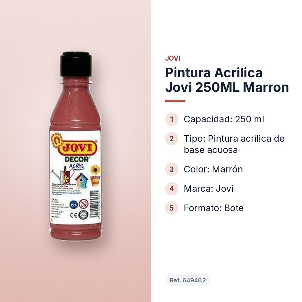 PINTURA ACRILICA JOVI 250ML MARRON - características principales