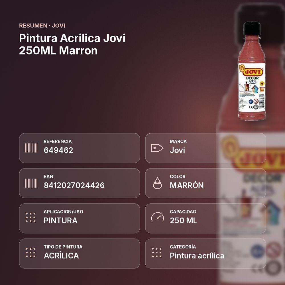 PINTURA ACRILICA JOVI 250ML MARRON - resumen de atributos