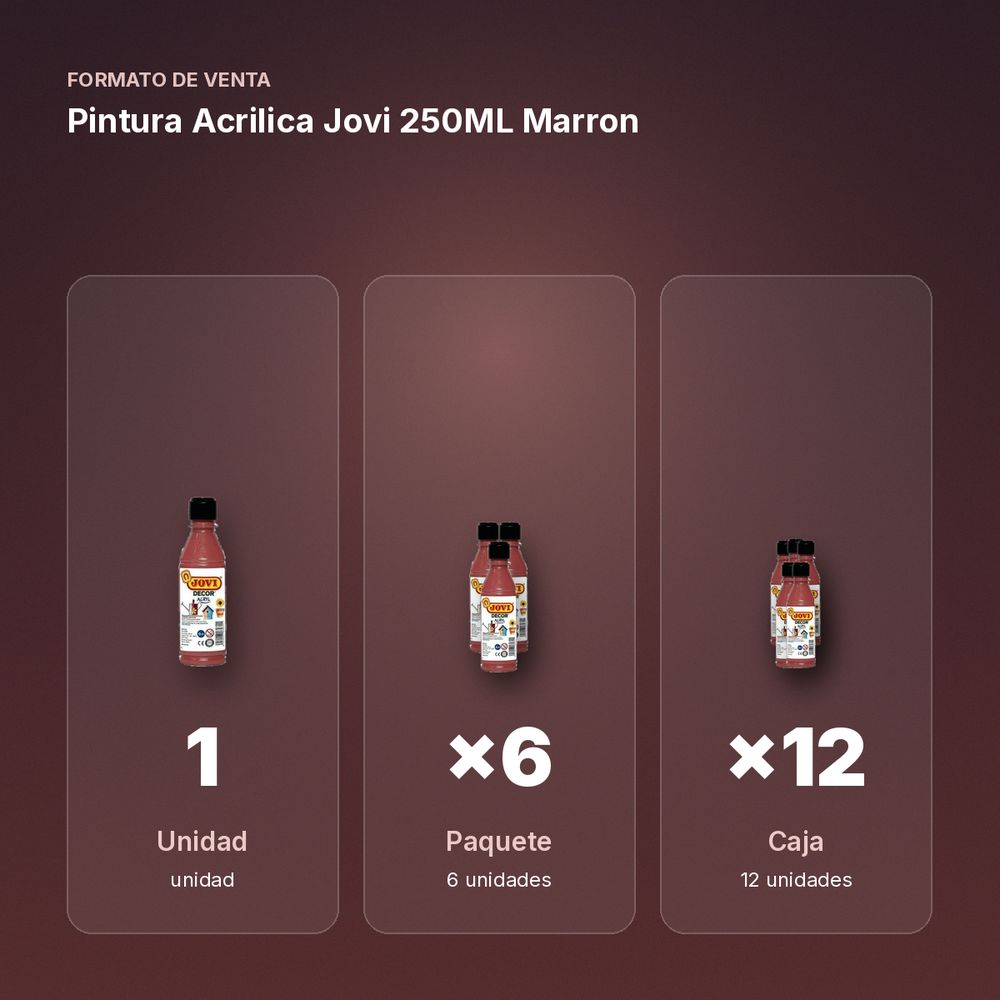 PINTURA ACRILICA JOVI 250ML MARRON - formato de venta: paquete de 6, caja de 12