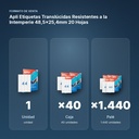 APLI ETIQUETAS TRANSLÚCIDAS RESISTENTES A LA INTEMPERIE 48,5X25,4MM 20 HOJAS - formato de venta: caja de 40, palé de 1440