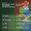 APLI ETIQUETAS VERDES PERMANENTES 210X297MM 20 HOJAS - resumen de atributos