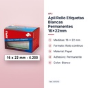 APLI ROLLO ETIQUETAS BLANCAS PERMANENTES 16X22MM - características principales