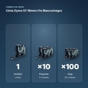 CINTA DYMO D1 19MM×7M BLANCO/NEGRO  - formato de venta: paquete de 10, caja de 100