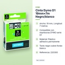 CINTA DYMO D1 19MM×7M NEGRO/BLANCO - características principales