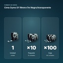 CINTA DYMO D1 19MM×7M NEGRO/TRANSPARENTE - formato de venta: paquete de 10, caja de 100