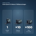 CINTA DYMO D1 24MM×7 M  BLANCO/NEGRO - formato de venta: paquete de 10, caja de 100