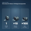 CINTA DYMO D1 24MM×7 M NEGRO/TRANSPARENTE - formato de venta: paquete de 10, caja de 100