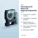 CINTA DYMO D1 6MM×7M NEGRO/TRANSPARENTE - características principales