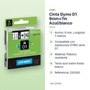 CINTA DYMO D1 9MM×7M AZUL/BLANCO - características principales