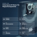 CINTA DYMO D1 9MM×7M NEGRO/TRANSPARENTE - resumen de atributos