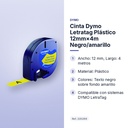 CINTA DYMO LETRATAG PLÁSTICO 12MM×4M NEGRO/AMARILLO - características principales