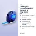 CINTA DYMO LETRATAG PLÁSTICO 12MM×4 M NEGRO/AZUL  - características principales