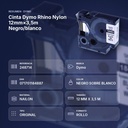 CINTA DYMO RHINO NYLON 12MM×3,5M NEGRO/BLANCO - resumen de atributos