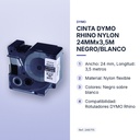CINTA DYMO RHINO NYLON 24MMx3,5M NEGRO/BLANCO - características principales