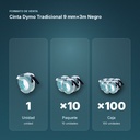 CINTA DYMO TRADICIONAL 9 MM×3M NEGRO - formato de venta: paquete de 10, caja de 100