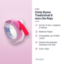 CINTA DYMO TRADICIONAL 9 MM×3M ROJO - características principales