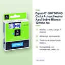 DYMO D1 S0720540 CINTA AUTOADHESIVA AZUL SOBRE BLANCO 12MM×7M - características principales