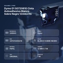 DYMO D1 S0720610 CINTA AUTOADHESIVA BLANCO SOBRE NEGRO 12MM×7M  - resumen de atributos