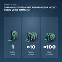 DYMO D1 S0720590 CINTA AUTOADHESIVA NEGRO SOBRE VERDE 12MMx7M  - formato de venta: paquete de 10, caja de 100
