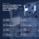 DYMO D1 S0720600 CINTA AUTOADHESIVA BLANCO SOBRE TRANSPARENTE 12MM×7M - resumen de atributos