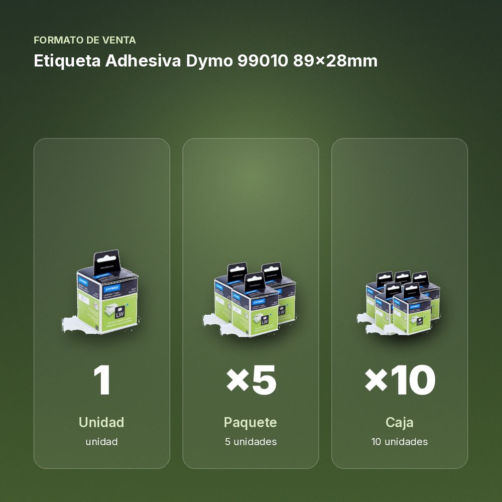 ETIQUETA ADHESIVA DYMO 99010 89×28MM - formato de venta: paquete de 5, caja de 10