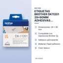 ETIQUETAS BROTHER DK11201 29x90MM ADHESIVAS BLANCAS - características principales