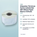 ETIQUETAS TÉRMICAS DYMO LABELWRITER 89×36MM PAPEL BLANCO 520UDS - características principales