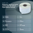 ETIQUETAS TÉRMICAS DYMO LABELWRITER 89×36MM PAPEL BLANCO 520UDS - resumen de atributos