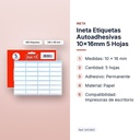 INETA ETIQUETAS AUTOADHESIVAS 10X16MM  5 HOJAS - características principales