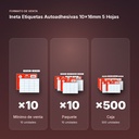 INETA ETIQUETAS AUTOADHESIVAS 10X16MM  5 HOJAS - formato de venta: paquete de 10, caja de 500