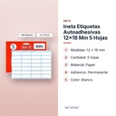 INETA ETIQUETAS AUTOADHESIVAS 12X18 MM 5 HOJAS - características principales