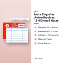 INETA ETIQUETAS AUTOADHESIVAS 13X50MM 5 HOJAS - características principales