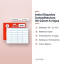 INETA ETIQUETAS AUTOADHESIVAS 16X22MM 5 HOJAS - características principales