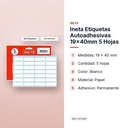 INETA ETIQUETAS AUTOADHESIVAS 19X40MM 5 HOJAS - características principales