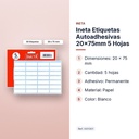 INETA ETIQUETAS AUTOADHESIVAS 20X75MM 5 HOJAS - características principales