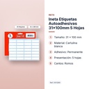 INETA ETIQUETAS AUTOADHESIVAS 31X100MM 5 HOJAS - características principales