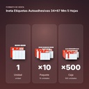 INETA ETIQUETAS AUTOADHESIVAS 34X67 MM 5 HOJAS - formato de venta: paquete de 10, caja de 500