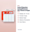 INETA ETIQUETAS AUTOADHESIVAS 50X70MM 5 HOJAS - características principales